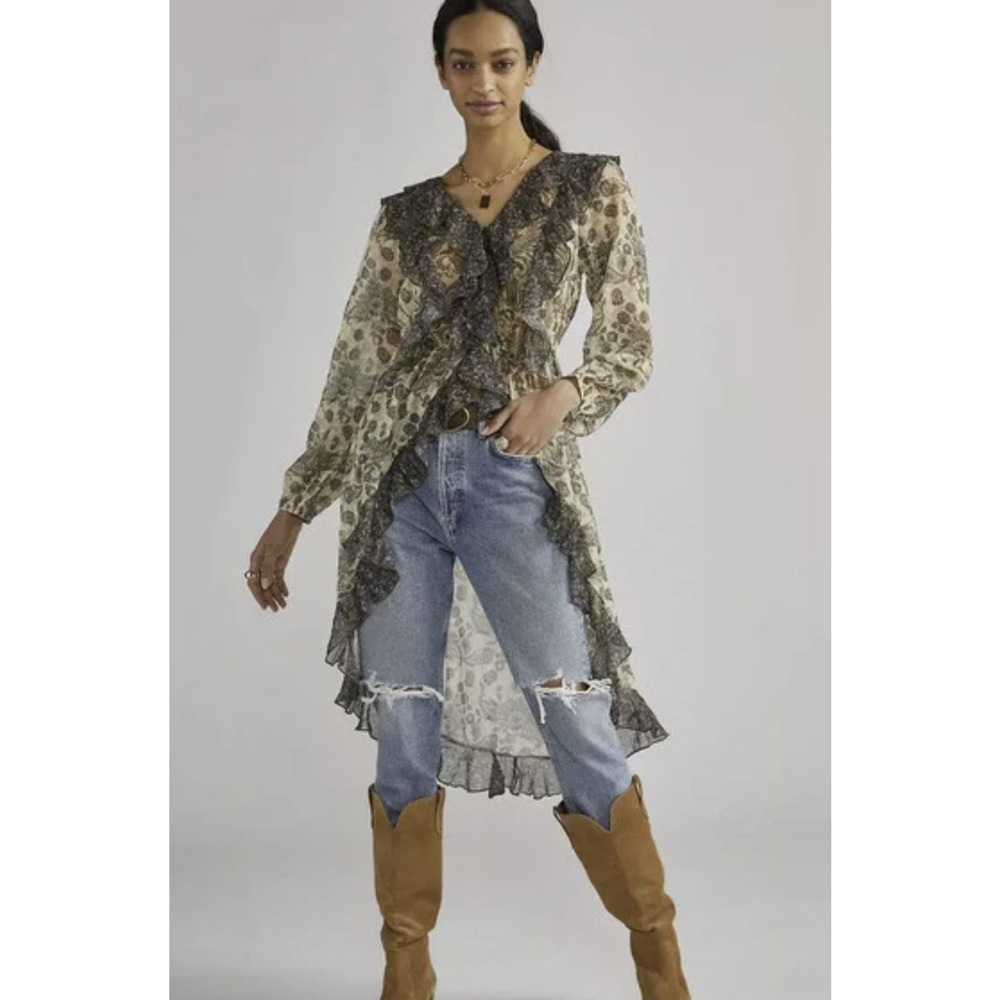 NEW Anthropologie Sheer Femme Paisley Button Down Blouse - Small